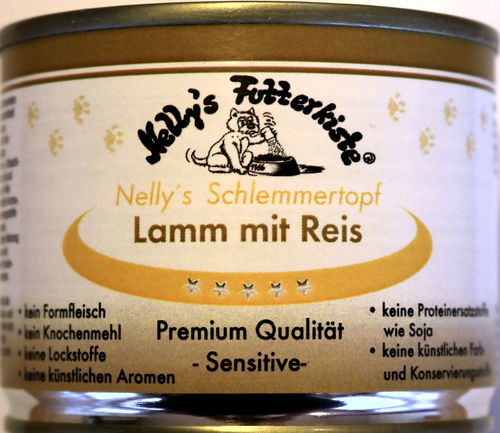 Nelly`s Schlemmertopf Lamm mit Reis in 200, 400 oder 800g für Tierheim Karlsruhe